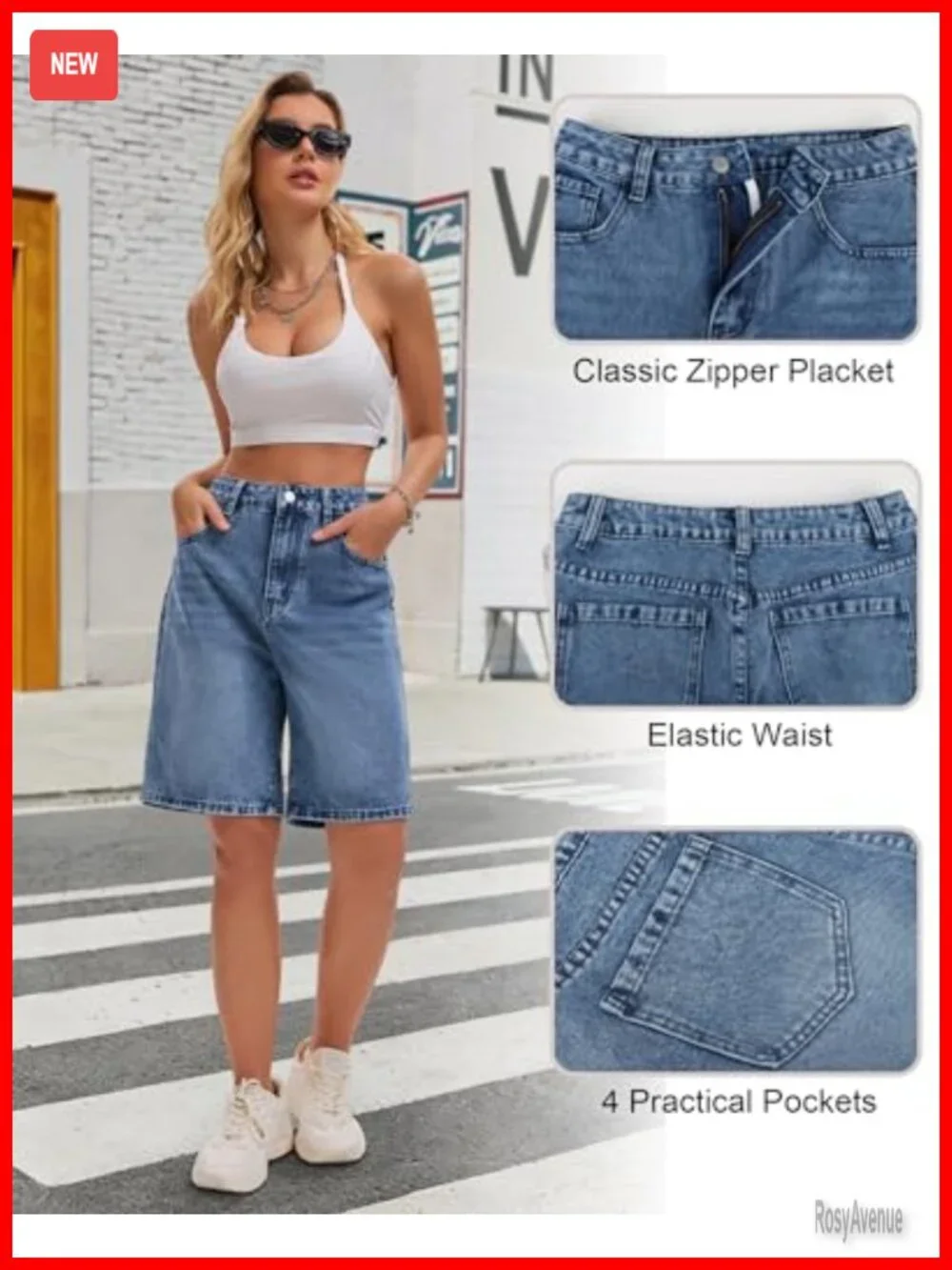 High Waisted Wide Leg Denim Shorts Y2K Baggy Bermuda Shorts